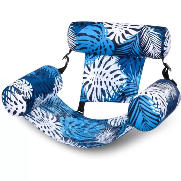 Sloosh Pool Floats Chairs Adult Inflatable Pool Lounge ChairsPlant Pattern Floating Pool Hammock Chair for AdultsBlow up Pool Noodles Floats for Pool Party Summer Water FunBlue leaves
