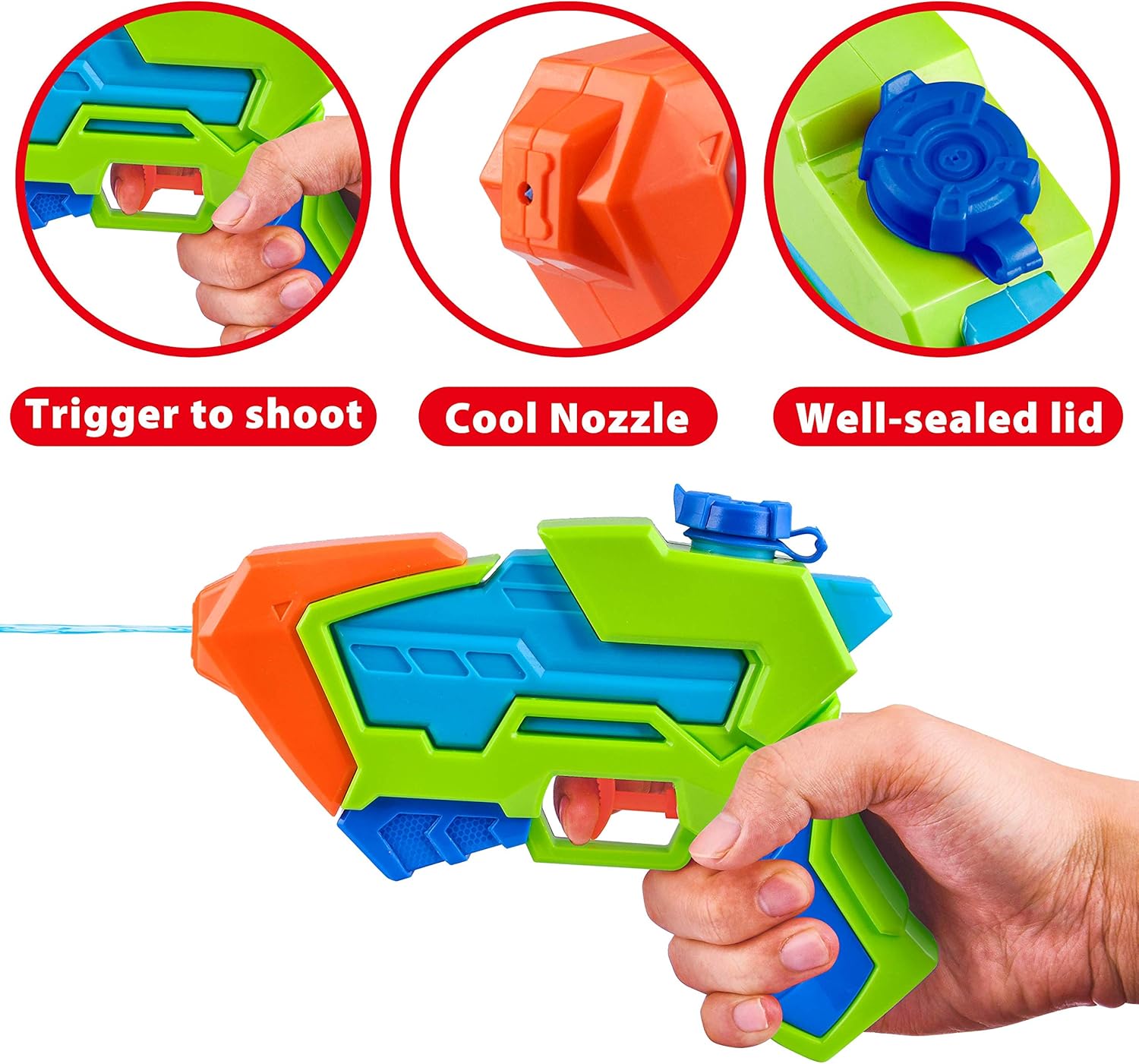 8 Pack Assorted Water Pistols Water Guns in 8 Colors Water Blaster Water Soaker Squirt Guns for Kids Summer Swimming Pool Beach Sand Outdoor Water Activity Fighting Play Toy