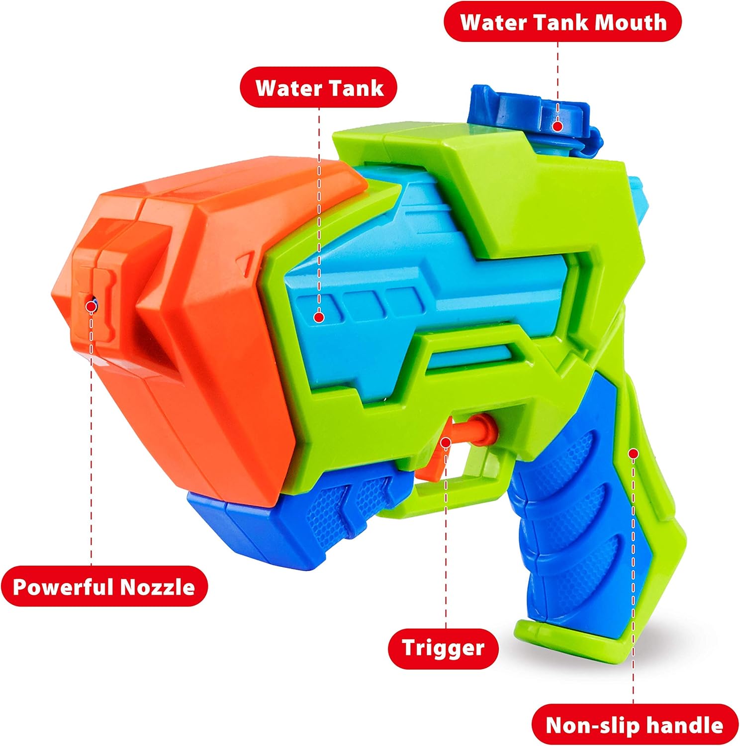 8 Pack Assorted Water Pistols Water Guns in 8 Colors Water Blaster Water Soaker Squirt Guns for Kids Summer Swimming Pool Beach Sand Outdoor Water Activity Fighting Play Toy
