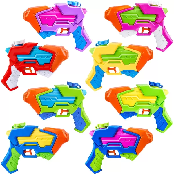 8 Pack Assorted Water Pistols Water Guns in 8 Colors Water Blaster Water Soaker Squirt Guns for Kids Summer Swimming Pool Beach Sand Outdoor Water Activity Fighting Play Toy