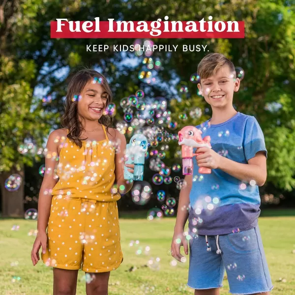 JOYIN 2 Bubble Guns Kit Whale Automatic Bubble Maker Blower Machine with 4 Bubble Solutions for Kids Bubble Blaster Summer Toy Birthday Outdoor ampamp Indoor Activity Easter Valentine Party FavorsBluepink