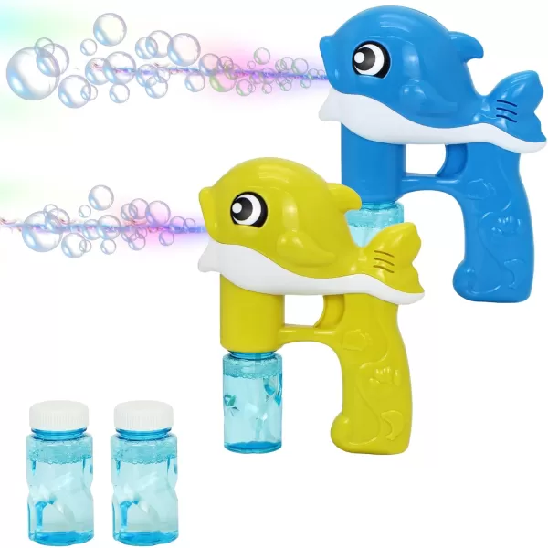 JOYIN 2 Bubble Guns Kit Whale Automatic Bubble Maker Blower Machine with 4 Bubble Solutions for Kids Bubble Blaster Summer Toy Birthday Outdoor ampamp Indoor Activity Easter Valentine Party FavorsYellowblue