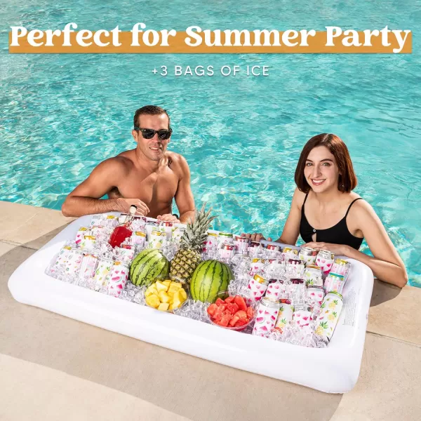JOYIN 3Pack Inflatable Serving Bars Cooler  Inflatable Cooler Ice Buffet Salad Serving Trays with Drain Plug Food Drink Holder for Indoor Outdoor Summer Picnic Beach Pool Luau Party