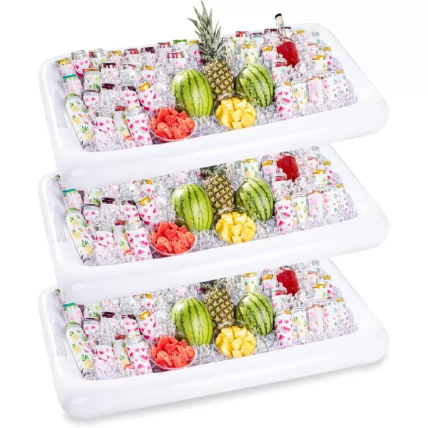 JOYIN 3Pack Inflatable Serving Bars Cooler  Inflatable Cooler Ice Buffet Salad Serving Trays with Drain Plug Food Drink Holder for Indoor Outdoor Summer Picnic Beach Pool Luau Party