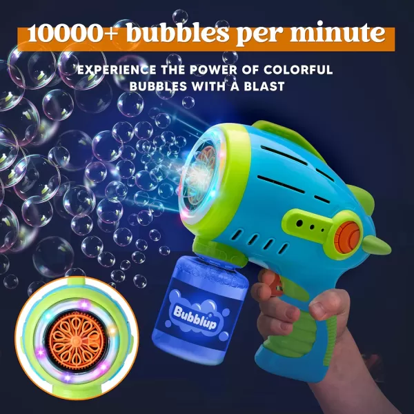 Sloosh 2 Packs Light Up Airship Bubble Gun for Kids with Bubble Refill Solution 10000 Bubbles 10 Holes Bubble Machine Gun for Toddlers Outdoor Toy Adults Summer Party Easter Gift