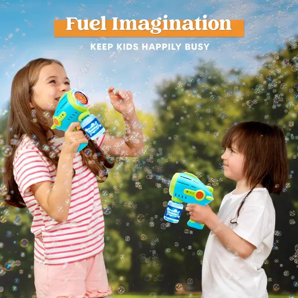 Sloosh 2 Packs Light Up Airship Bubble Gun for Kids with Bubble Refill Solution 10000 Bubbles 10 Holes Bubble Machine Gun for Toddlers Outdoor Toy Adults Summer Party Easter Gift