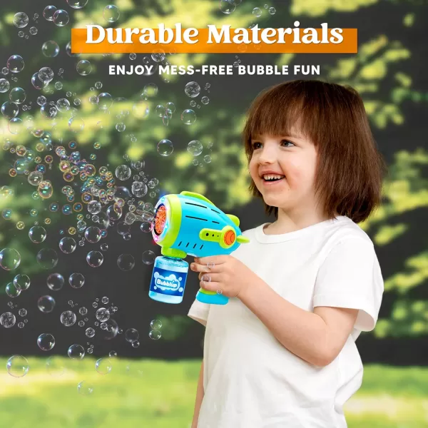 Sloosh 2 Packs Light Up Airship Bubble Gun for Kids with Bubble Refill Solution 10000 Bubbles 10 Holes Bubble Machine Gun for Toddlers Outdoor Toy Adults Summer Party Easter Gift