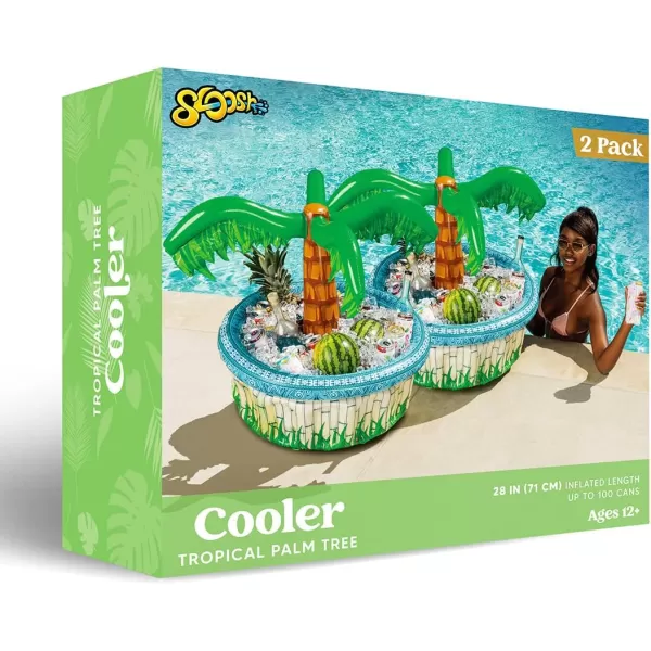 Sloosh 2Pack Inflatable Palm Tree Cooler  28quot Inflatable Drink Cooler Luau Hawaiian Party Decoration for Tropical Theme Party Decor Blow Up Birthday Seasonal Beach Pool Party Supplies Accessories