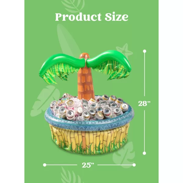 Sloosh 2Pack Inflatable Palm Tree Cooler  28quot Inflatable Drink Cooler Luau Hawaiian Party Decoration for Tropical Theme Party Decor Blow Up Birthday Seasonal Beach Pool Party Supplies Accessories