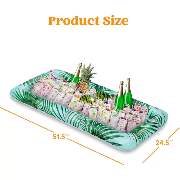 Sloosh 2Pack Inflatable Serving Bars Cooler  Leaf Pattern Inflatable Cooler Ice Buffet Salad Serving Trays with Drain Plug Food Drink Cooler for Indoor Outdoor Summer Picnic Pool Beach Luau Party