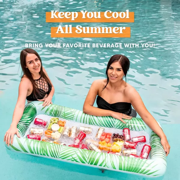 Sloosh 2Pack Inflatable Serving Bars Cooler  Leaf Pattern Inflatable Cooler Ice Buffet Salad Serving Trays with Drain Plug Food Drink Cooler for Indoor Outdoor Summer Picnic Pool Beach Luau Party