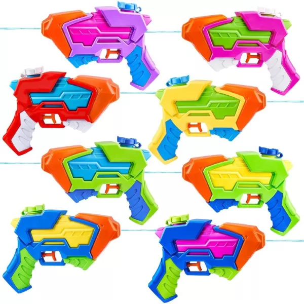 8 Pack Assorted Water Pistols Water Guns in 8 Colors Water Blaster Water Soaker Squirt Guns for Kids Summer Swimming Pool Beach Sand Outdoor Water Activity Fighting Play Toy