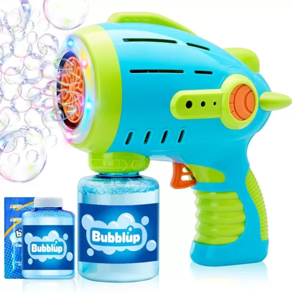 Sloosh 2 Packs Light Up Airship Bubble Gun for Kids with Bubble Refill Solution 10000 Bubbles 10 Holes Bubble Machine Gun for Toddlers Outdoor Toy Adults Summer Party Easter Gift