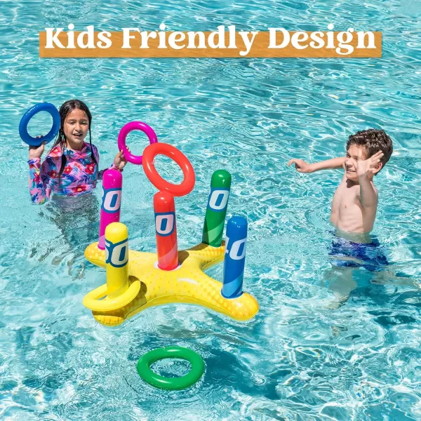2 Sets Inflatable Pool Toss Game Combo Set Includes Ring Toss ampamp CornToss Game Floating Toss Game Swimming Pool Games for Kids Adults Summer Pool Party Fun ampamp Pool Accessories