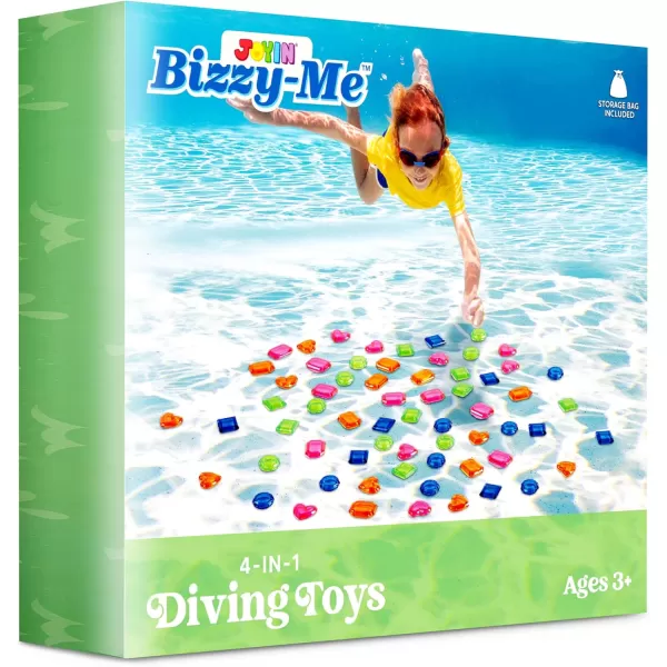 4in1 Diving Pool Toys Underwater Seek and Find Gems Game Set Waterproof Swiming Pool Toys for Kids with Mesh Bag Water Toy Gifts for Summer Swim Dive Search Treasure Match Games