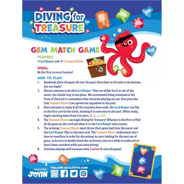 4in1 Diving Pool Toys Underwater Seek and Find Gems Game Set Waterproof Swiming Pool Toys for Kids with Mesh Bag Water Toy Gifts for Summer Swim Dive Search Treasure Match Games