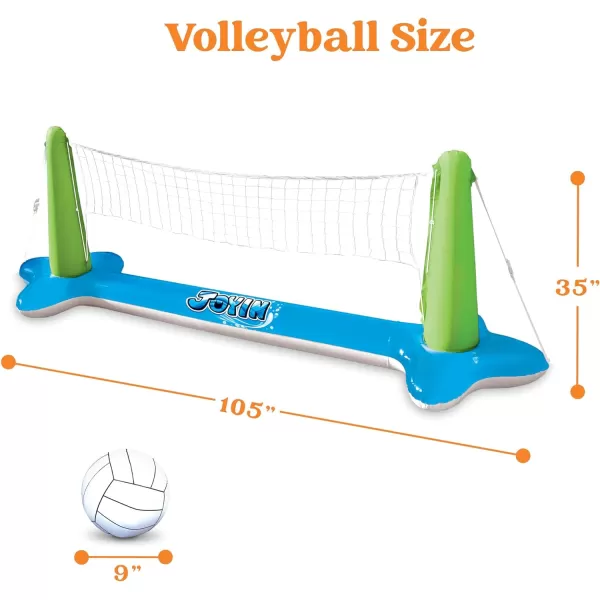Inflatable Volleyball Net ampamp Basketball Hoops Pool Float Set Balls Included for Kids and Adults Summer Pool Game Floaties Volleyball Court 105x28x35Basketball 27x23x27Green