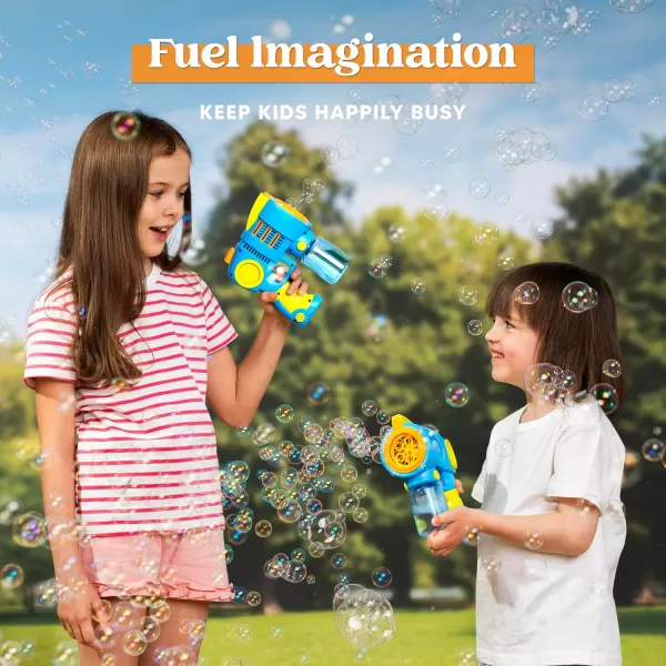 Sloosh 2 Packs Bubble Gun Machine with Bubble Refill Solution 5000 Bubbles Per Min Shatterproof Leakage Proof Automatic Bubble Maker Blower for Kids Outdoors Party Easter Summer