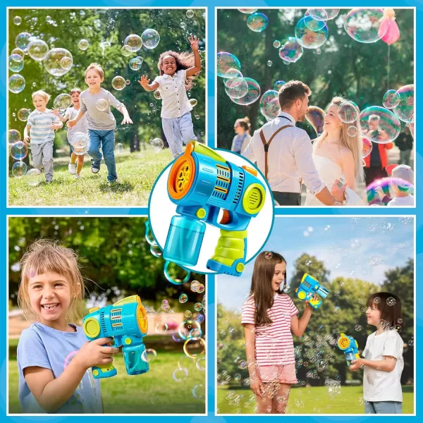 Sloosh 2 Packs Bubble Gun Machine with Bubble Refill Solution 5000 Bubbles Per Min Shatterproof Leakage Proof Automatic Bubble Maker Blower for Kids Outdoors Party Easter Summer
