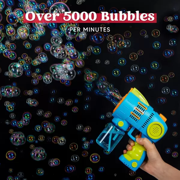 Sloosh 2 Packs Bubble Gun Machine with Bubble Refill Solution 5000 Bubbles Per Min Shatterproof Leakage Proof Automatic Bubble Maker Blower for Kids Outdoors Party Easter Summer