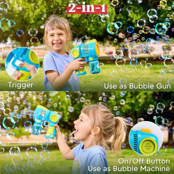 Sloosh 2 Packs Bubble Gun Machine with Bubble Refill Solution 5000 Bubbles Per Min Shatterproof Leakage Proof Automatic Bubble Maker Blower for Kids Outdoors Party Easter Summer