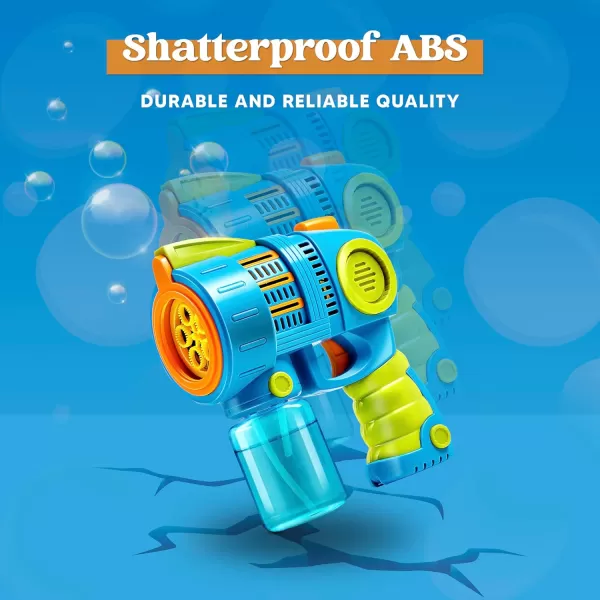 Sloosh 2 Packs Bubble Gun Machine with Bubble Refill Solution 5000 Bubbles Per Min Shatterproof Leakage Proof Automatic Bubble Maker Blower for Kids Outdoors Party Easter Summer