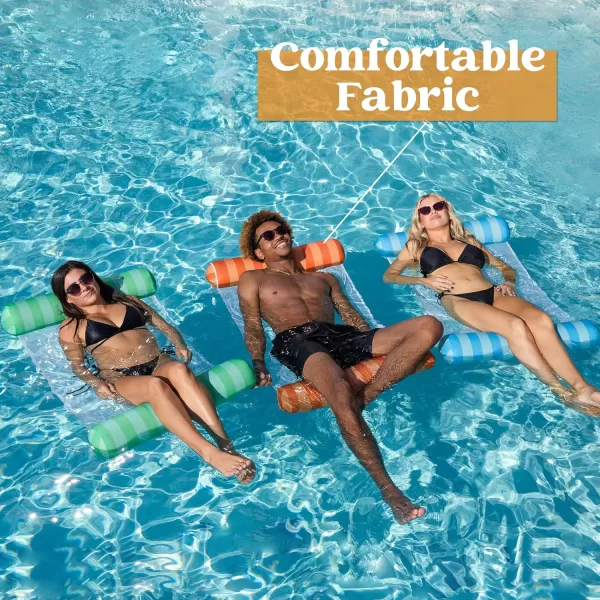Sloosh 3 Pack Inflatable Pool Float Hammock Water Hammock Lounges MultiPurpose Swimming Pool Accessories Saddle Lounge Chair Hammock Drifter for Pool Lake Outdoor BeachOrangeGreenBlue