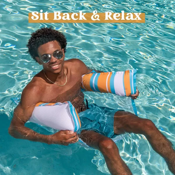 Sloosh 3 Pack Inflatable Pool Float Hammock Water Hammock Lounges MultiPurpose Swimming Pool Accessories Saddle Lounge Chair Hammock Drifter for Pool Lake Outdoor BeachDark BlueYellowOrange