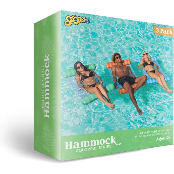 Sloosh 3 Pack Inflatable Pool Float Hammock Water Hammock Lounges MultiPurpose Swimming Pool Accessories Saddle Lounge Chair Hammock Drifter for Pool Lake Outdoor BeachOrangeGreenBlue