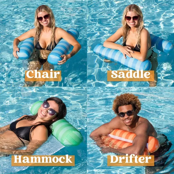 Sloosh 3 Pack Inflatable Pool Float Hammock Water Hammock Lounges MultiPurpose Swimming Pool Accessories Saddle Lounge Chair Hammock Drifter for Pool Lake Outdoor BeachOrangeGreenBlue