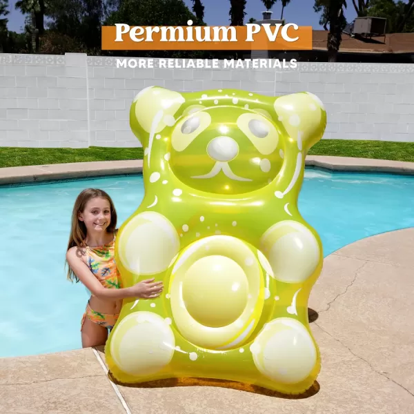 Sloosh 60quot Gummy Bear Inflatable Pool Float  Swimming Pool Floats Decor Pool Floaties Raft Lounge Seasonal Water Pool Toys Cute Pool Beach Birthday Party Decorations for Kids Toddlers Adults