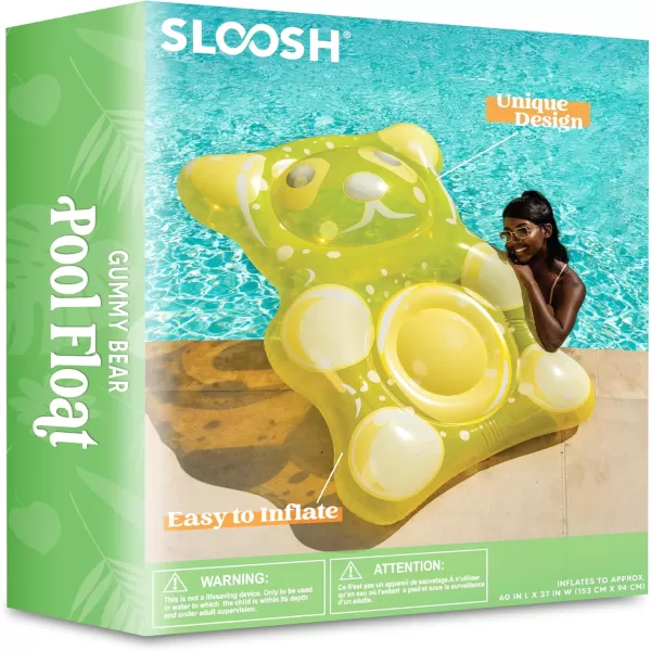 Sloosh 60quot Gummy Bear Inflatable Pool Float  Swimming Pool Floats Decor Pool Floaties Raft Lounge Seasonal Water Pool Toys Cute Pool Beach Birthday Party Decorations for Kids Toddlers Adults