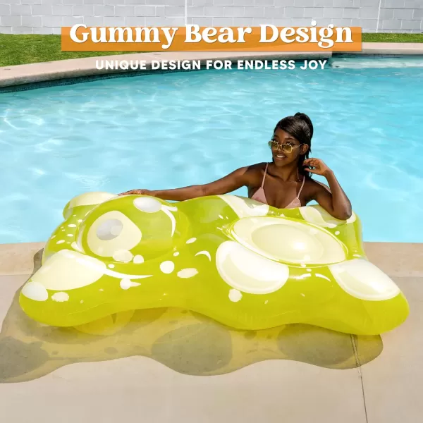 Sloosh 60quot Gummy Bear Inflatable Pool Float  Swimming Pool Floats Decor Pool Floaties Raft Lounge Seasonal Water Pool Toys Cute Pool Beach Birthday Party Decorations for Kids Toddlers Adults