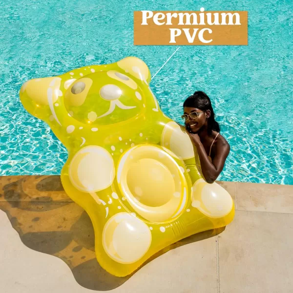 Sloosh 60quot Gummy Bear Inflatable Pool Float  Swimming Pool Floats Decor Pool Floaties Raft Lounge Seasonal Water Pool Toys Cute Pool Beach Birthday Party Decorations for Kids Toddlers Adults