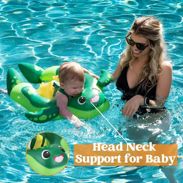 Sloosh Baby Swimming Floats with Removable Sun Canopy Inflatable Baby Pool Float Sea Turtle Design Infant Baby Swim Float Ring Swimming Pool Accessories for Age 1236 MonthsSmall