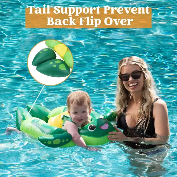 Sloosh Baby Swimming Floats with Removable Sun Canopy Inflatable Baby Pool Float Sea Turtle Design Infant Baby Swim Float Ring Swimming Pool Accessories for Age 1236 MonthsLarge