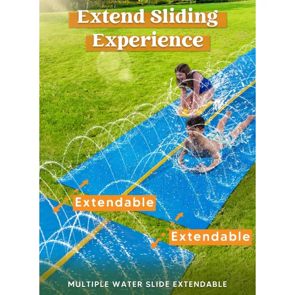 Sloosh Huge Water Slide 30ft x 6ft Heavy Duty Lawn Water Slide with Builtin Sprinkler and 2 Slip Inflatable Boards for Party in Summer Yard Lawn Outdoor Water Play Activities