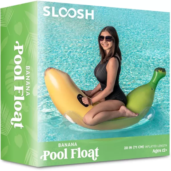 Sloosh Inflatable Banana Pool Float  Ride on Banana Pool Floats Funny Swimming Pool Party Decorations