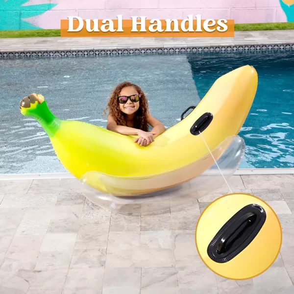 Sloosh Inflatable Banana Pool Float  Ride on Banana Pool Floats Funny Swimming Pool Party Decorations