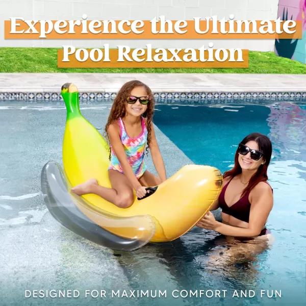Sloosh Inflatable Banana Pool Float  Ride on Banana Pool Floats Funny Swimming Pool Party Decorations