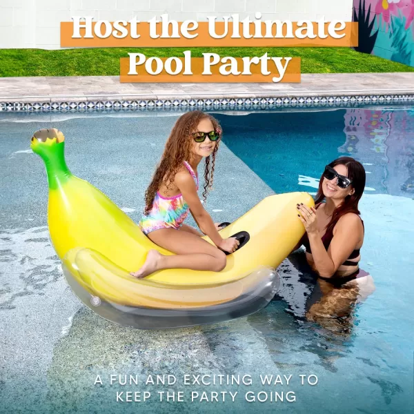 Sloosh Inflatable Banana Pool Float  Ride on Banana Pool Floats Funny Swimming Pool Party Decorations