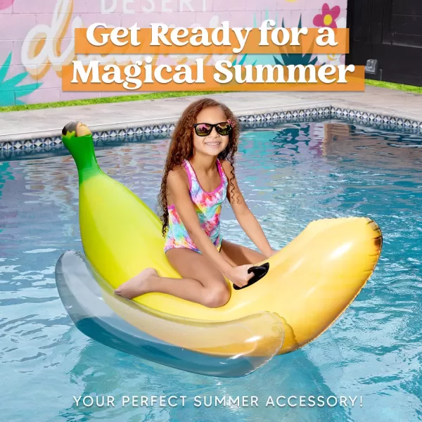 Sloosh Inflatable Banana Pool Float  Ride on Banana Pool Floats Funny Swimming Pool Party Decorations