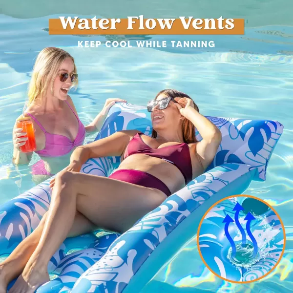 Sloosh Inflatable Pool Float Lounger  2 Packs XL Pool Floaties Sun Tanning Bed Float with Headrest for Adults Floating Mat Pool Lounge Raft Floaty for Lake Beach Swimming Pool Party Cool Water Fun