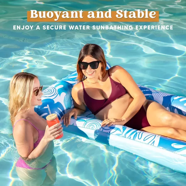 Sloosh Inflatable Pool Float Lounger  2 Packs XL Pool Floaties Sun Tanning Bed Float with Headrest for Adults Floating Mat Pool Lounge Raft Floaty for Lake Beach Swimming Pool Party Cool Water Fun