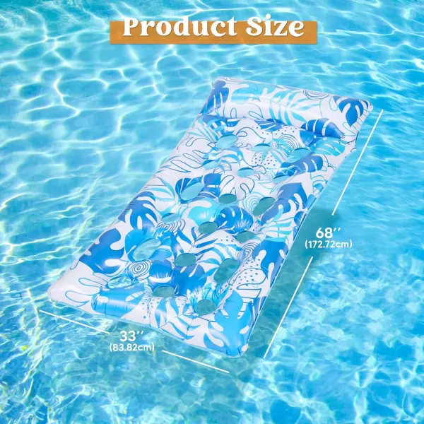 Sloosh Inflatable Pool Float Lounger  2 Packs XL Pool Floaties Sun Tanning Bed Float with Headrest for Adults Floating Mat Pool Lounge Raft Floaty for Lake Beach Swimming Pool Party Cool Water Fun