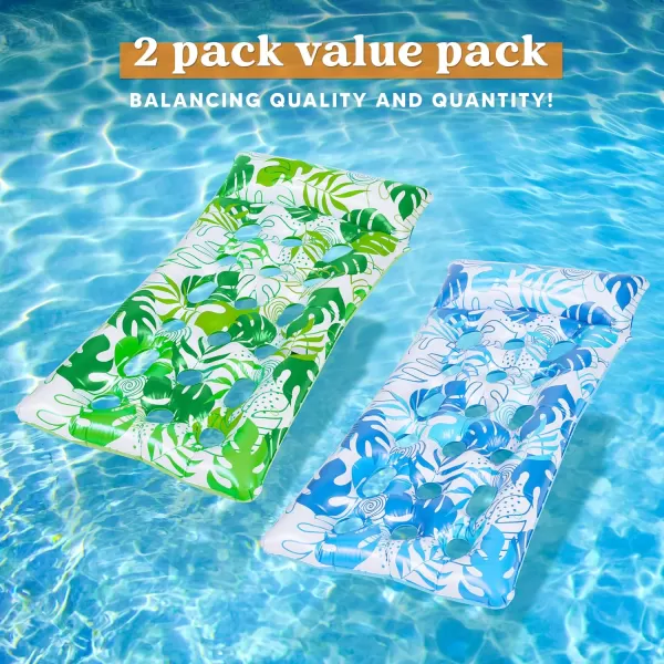 Sloosh Inflatable Pool Float Lounger  2 Packs XL Pool Floaties Sun Tanning Bed Float with Headrest for Adults Floating Mat Pool Lounge Raft Floaty for Lake Beach Swimming Pool Party Cool Water Fun