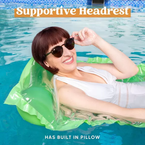 Sloosh Inflatable Pool Floats Raft Lounge for AdultsFloating Mat Swimming Pool Mattress with Headrest2 Pieces Pool Float Air Mat for Adults 64x32 inchGreenBlue