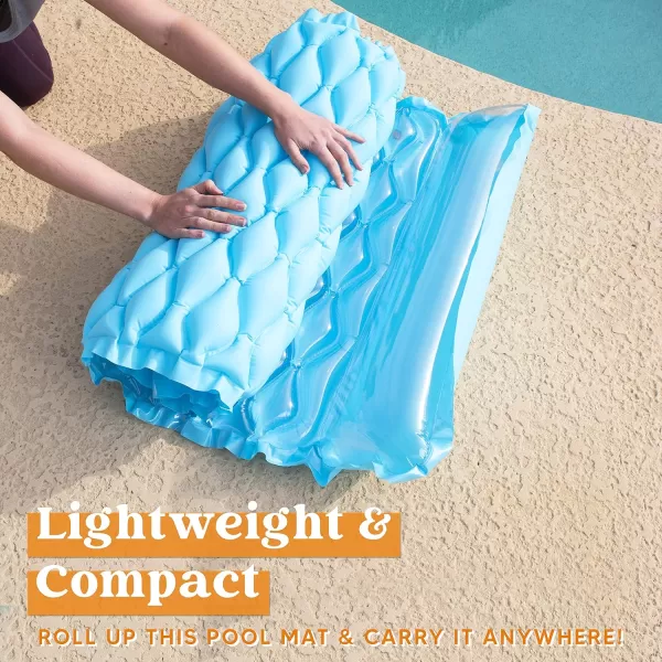 Sloosh Inflatable Pool Floats Raft Lounge for AdultsFloating Mat Swimming Pool Mattress with Headrest2 Pieces Pool Float Air Mat for Adults 64x32 inchGreenBlue