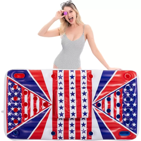 Sloosh Inflatable Pool Lounge Floating Pong Floats for Adults Party Summer Pool Floats Pool Games Lounge Raft with CoolerLine
