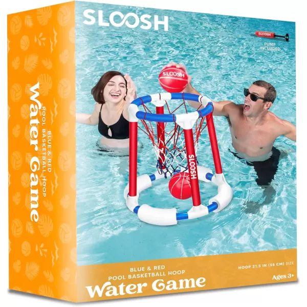 Sloosh Pool Basketball Hoop Toys Floating Basketball Pool Game Swimming Pool Floats Toys with Balls Pump Summer Outdoor Water Play Toy for Kids and Adults Blue OrangeRed Blue
